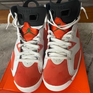 Nike Jordan men retro 6 white orange black size 13
